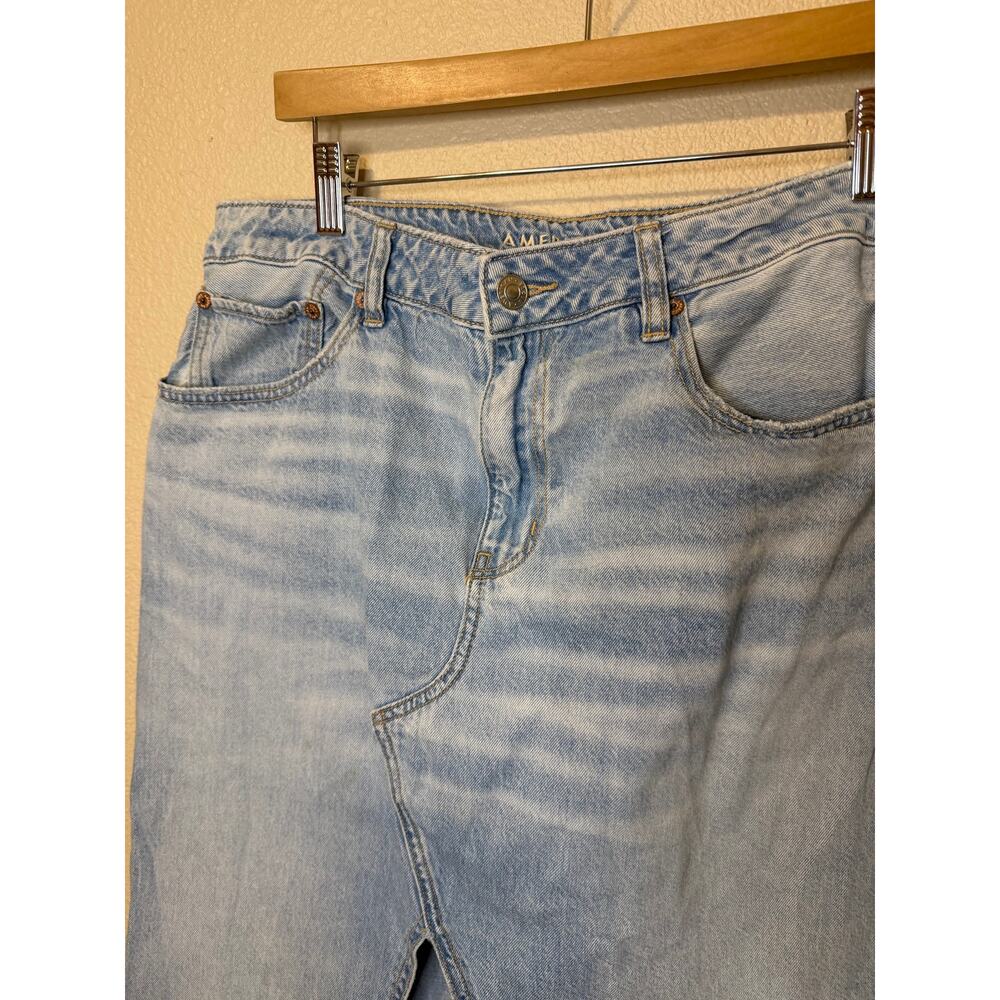American Eagle Low-Rise Maxi Denim Medium Wash Front Slit Boho Street Skirt 12 - Picture 5 of 14